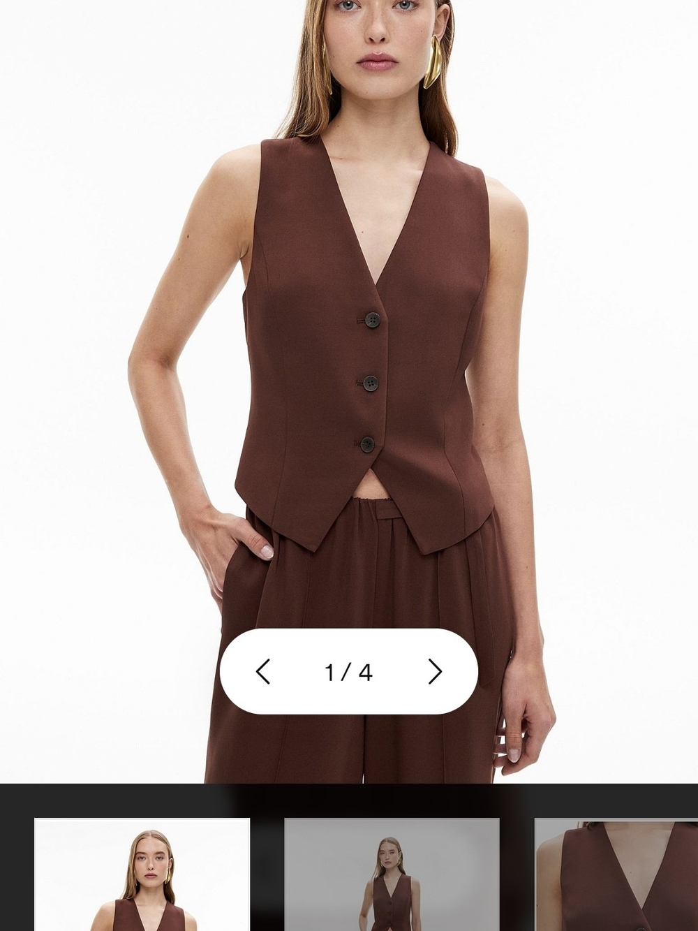 Witchery Brown Sleeveless Tailored Vest